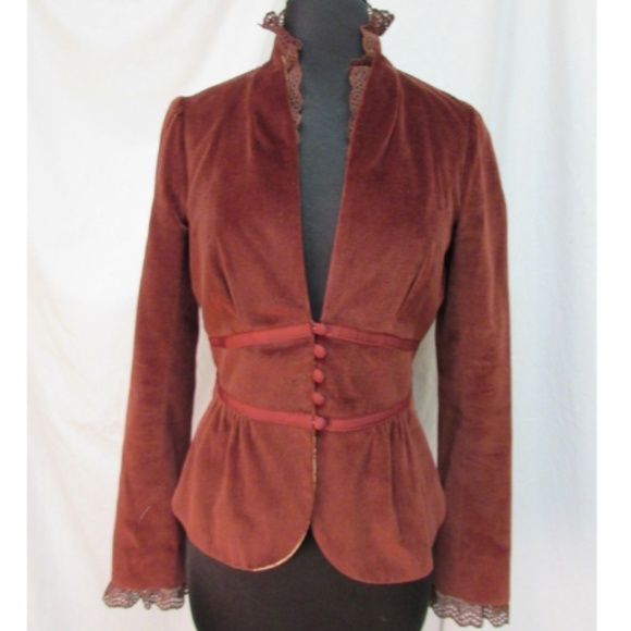 Rebecca Taylor Jackets & Blazers - REBECCA TAYLOR Burgundy Velvet Blazer Jacket SZ 6